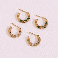 18K Bamboo Studded Hoop Earrings