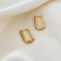 18K Long U-shaped Zircon Earrings