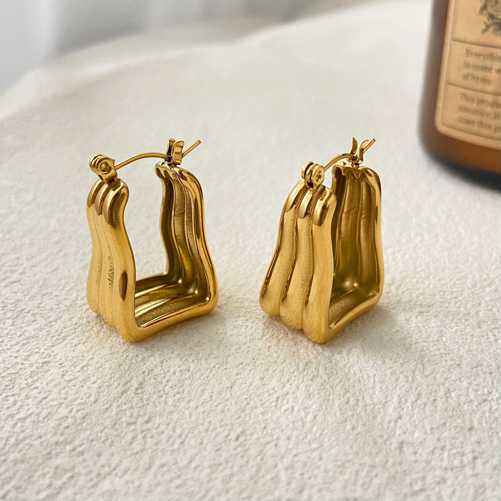18K Triple Wavy Hoop Earrings
