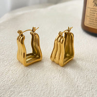 18K Triple Wavy Hoop Earrings