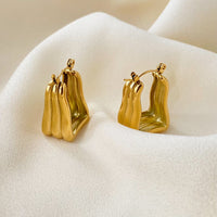 18K Triple Wavy Hoop Earrings
