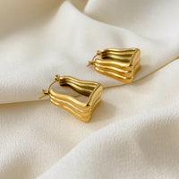 18K Triple Wavy Hoop Earrings