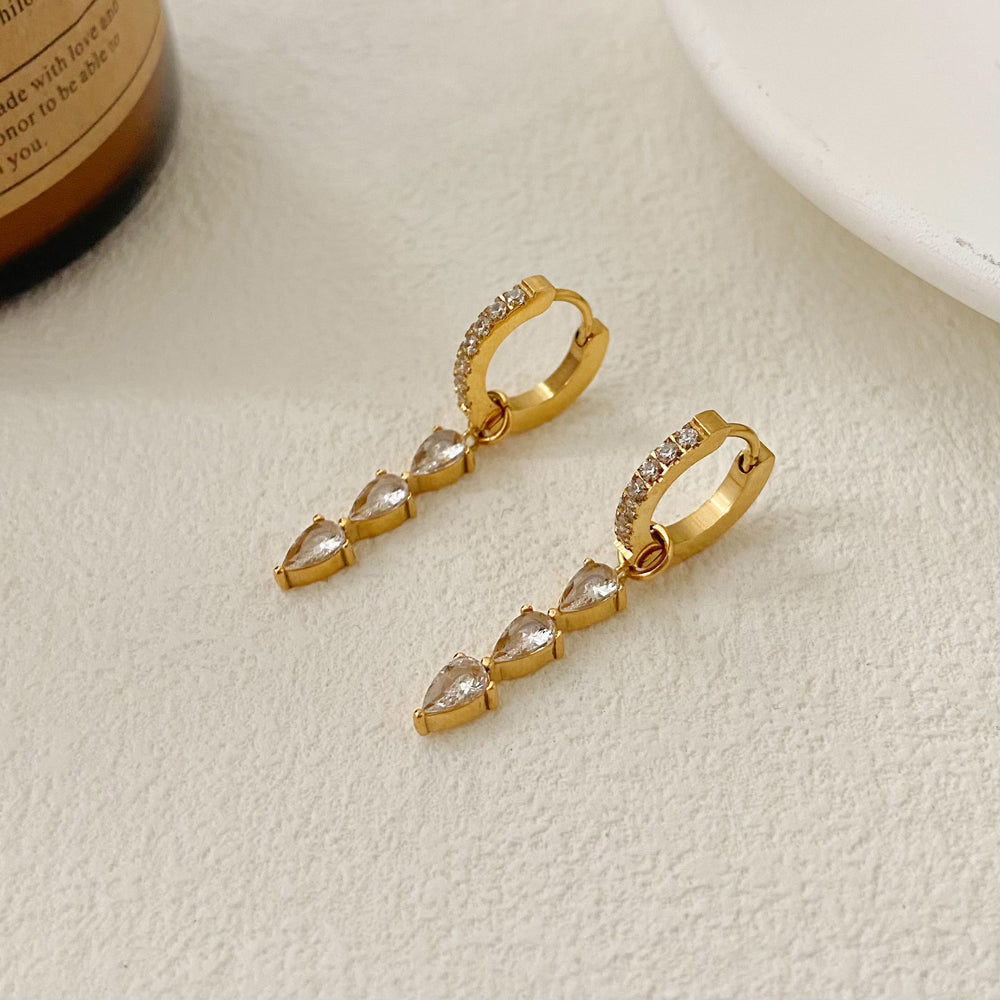 18K Tassel CZ Waterdrop Earrings