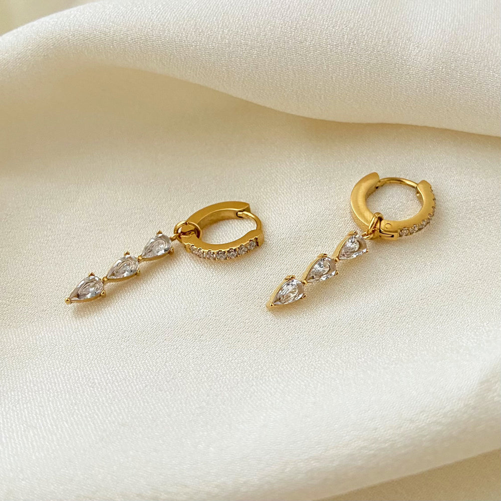 18K Tassel CZ Waterdrop Earrings