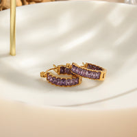 18K CZ Baguette Hoop Earrings