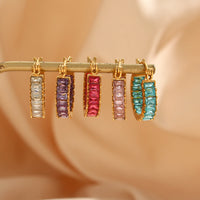 18K CZ Baguette Hoop Earrings