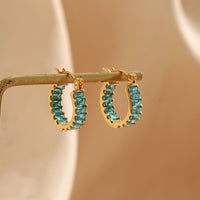 18K CZ Baguette Hoop Earrings