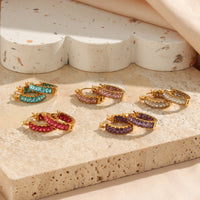 18K CZ Baguette Hoop Earrings
