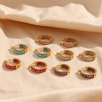 18K CZ Baguette Hoop Earrings
