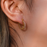 18K CZ Baguette Hoop Earrings