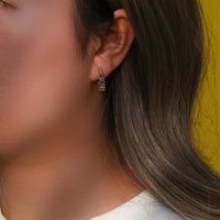 18K CZ Baguette Hoop Earrings