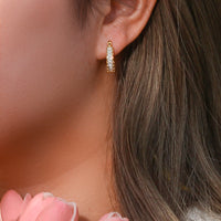 18K CZ Baguette Hoop Earrings