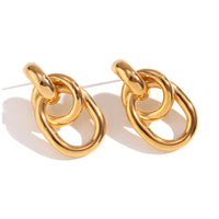 18K Double Hoop Stud Earrings