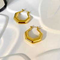 18k Geometric Hex Statement Hoop Earrings