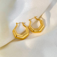 18k Geometric Hex Statement Hoop Earrings