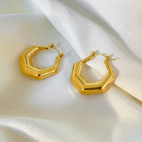 18k Geometric Hex Statement Hoop Earrings