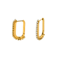 18K Long U-shaped Zircon Earrings