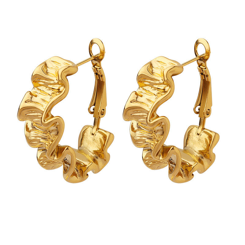 18K Curve Fold Hoop Earrings