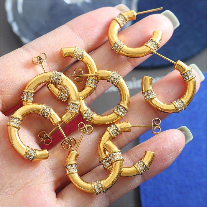 18K CZ Pave Hoop Earrings