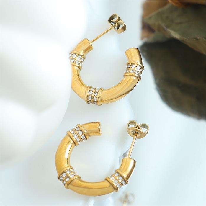 18K CZ Pave Hoop Earrings