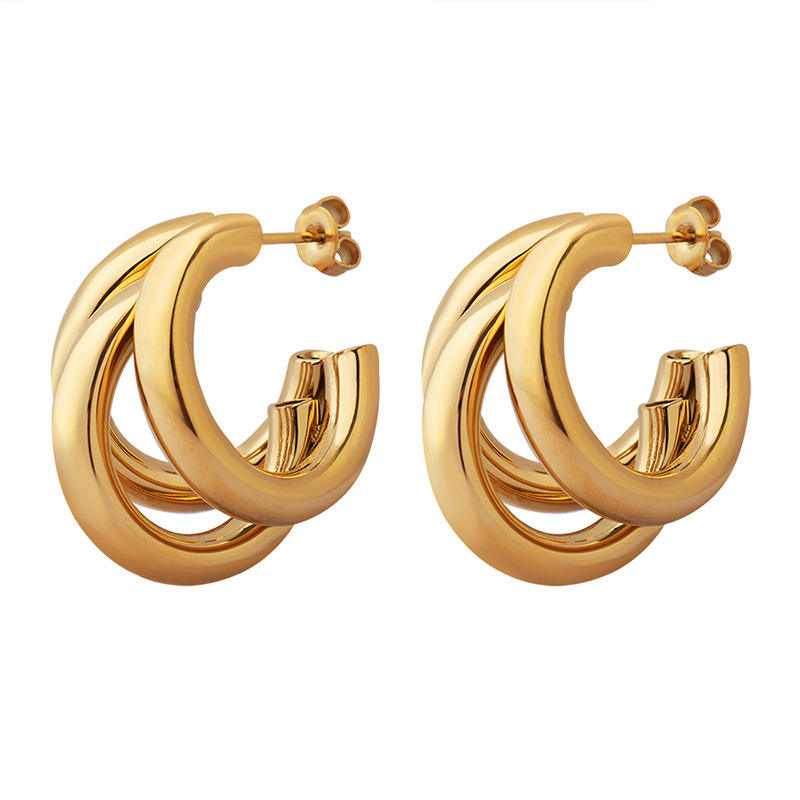 18K Classic C-Shape Hoop Earrings