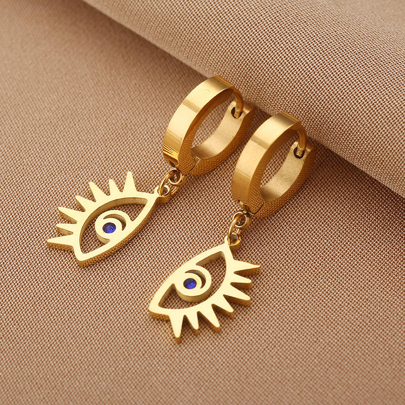18K Eye Charm Hoop Earrings