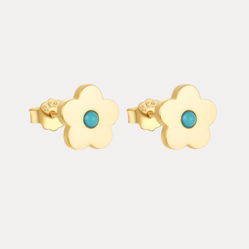 16K Gold Filled Daisy Turqouise Studs