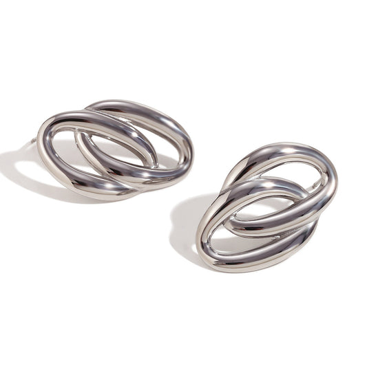 Silver Double Oval Studs