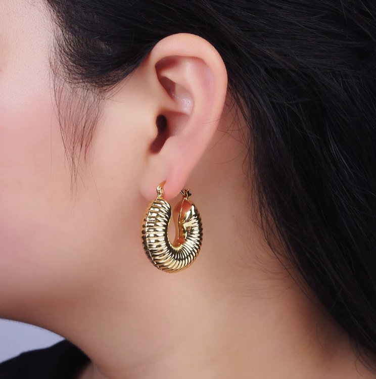 14K Gold Filled 30mm Chubby Croissant Earrings