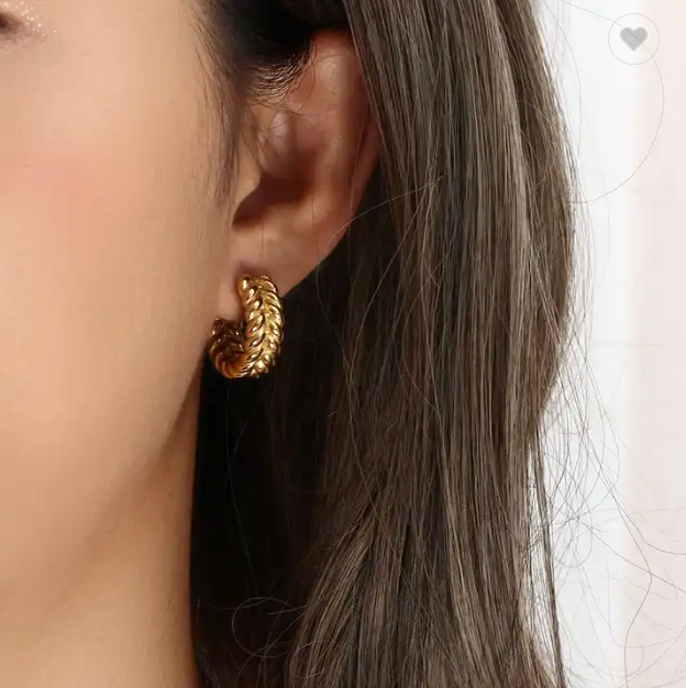 18K Statement C Shaped Hoop Earrings