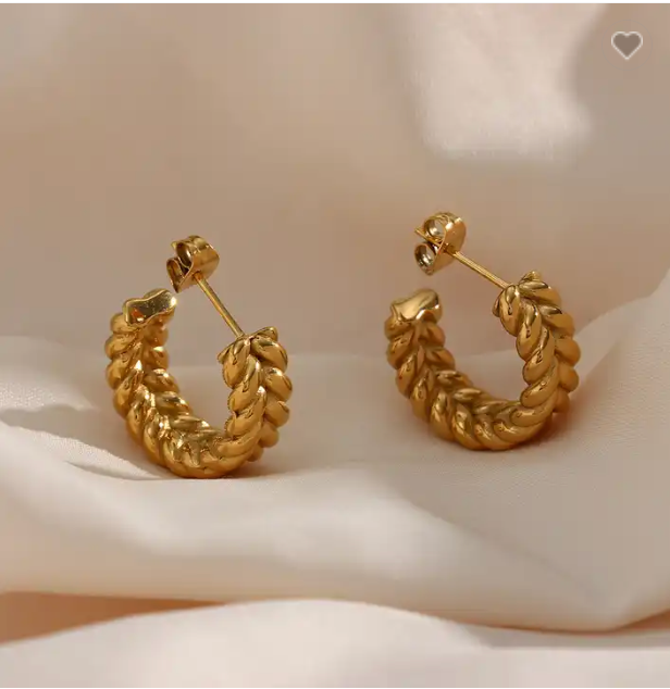 18K Statement C Shaped Hoop Earrings