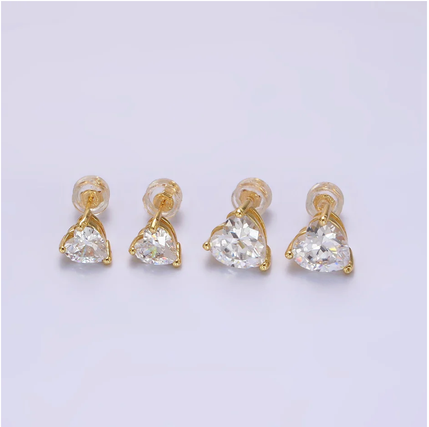 14K Gold Filled Heart Bezel Stud Earrings