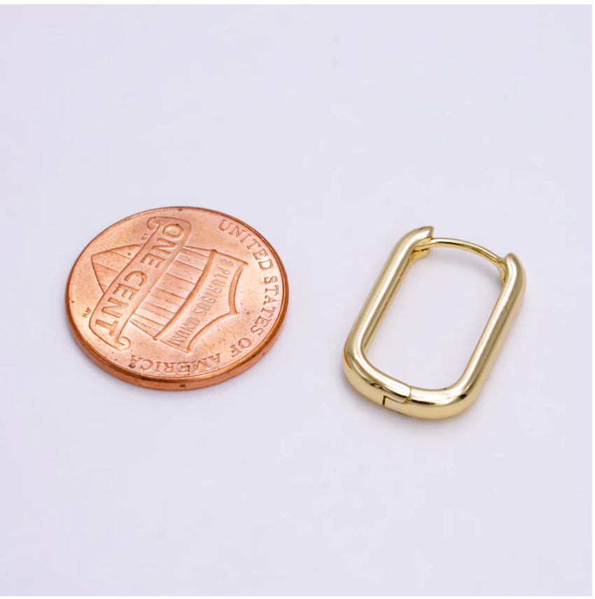 14K Gold Filled 18mm Oblong Huggie Hoop Earrings
