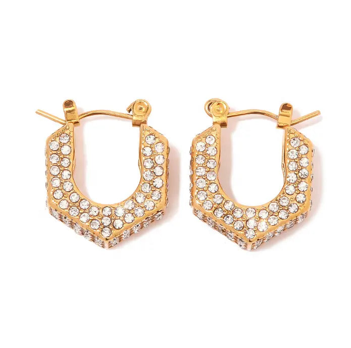 18K Chunky Clear CZ Hoop Earrings