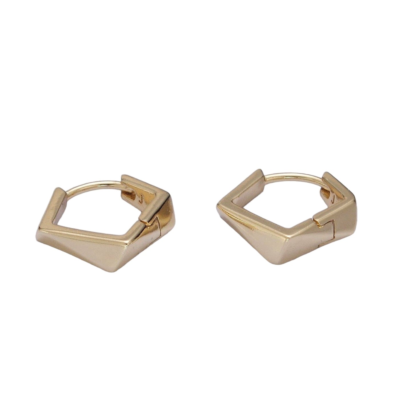 14K Gold Filled Hexagon Huggie Hoop Earrings