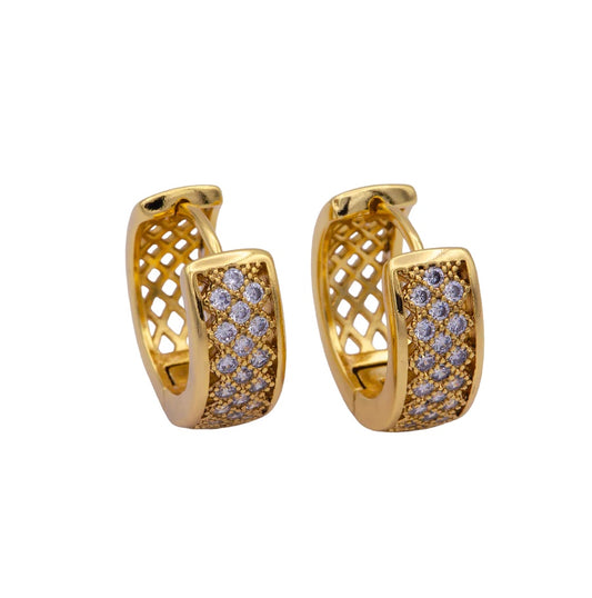Explore our 24K Gold Filled Dome Pave Huggie Hoop earrings at miaava.com!