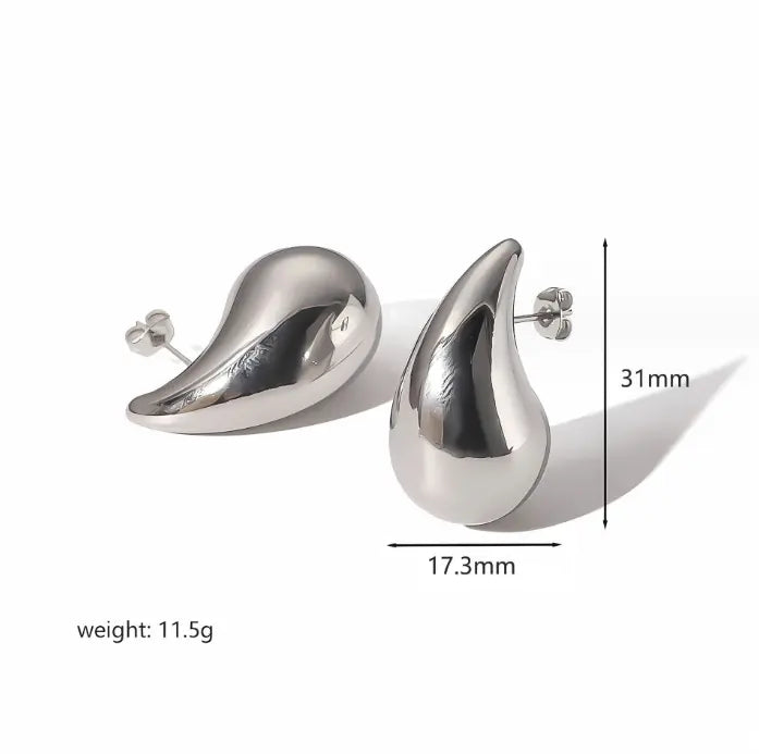 Silver Chunky Teardrop Earrings