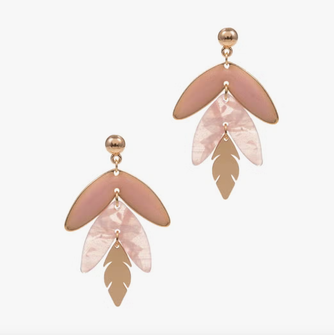 Drop Leaf Enamel Resin Post Earrings