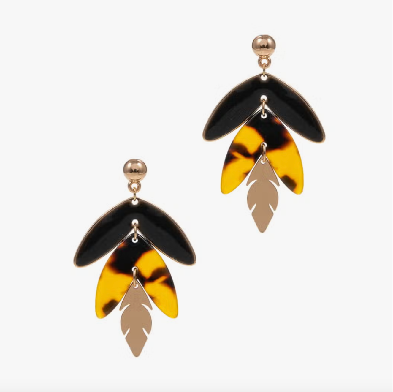 Drop Leaf Enamel Resin Post Earrings