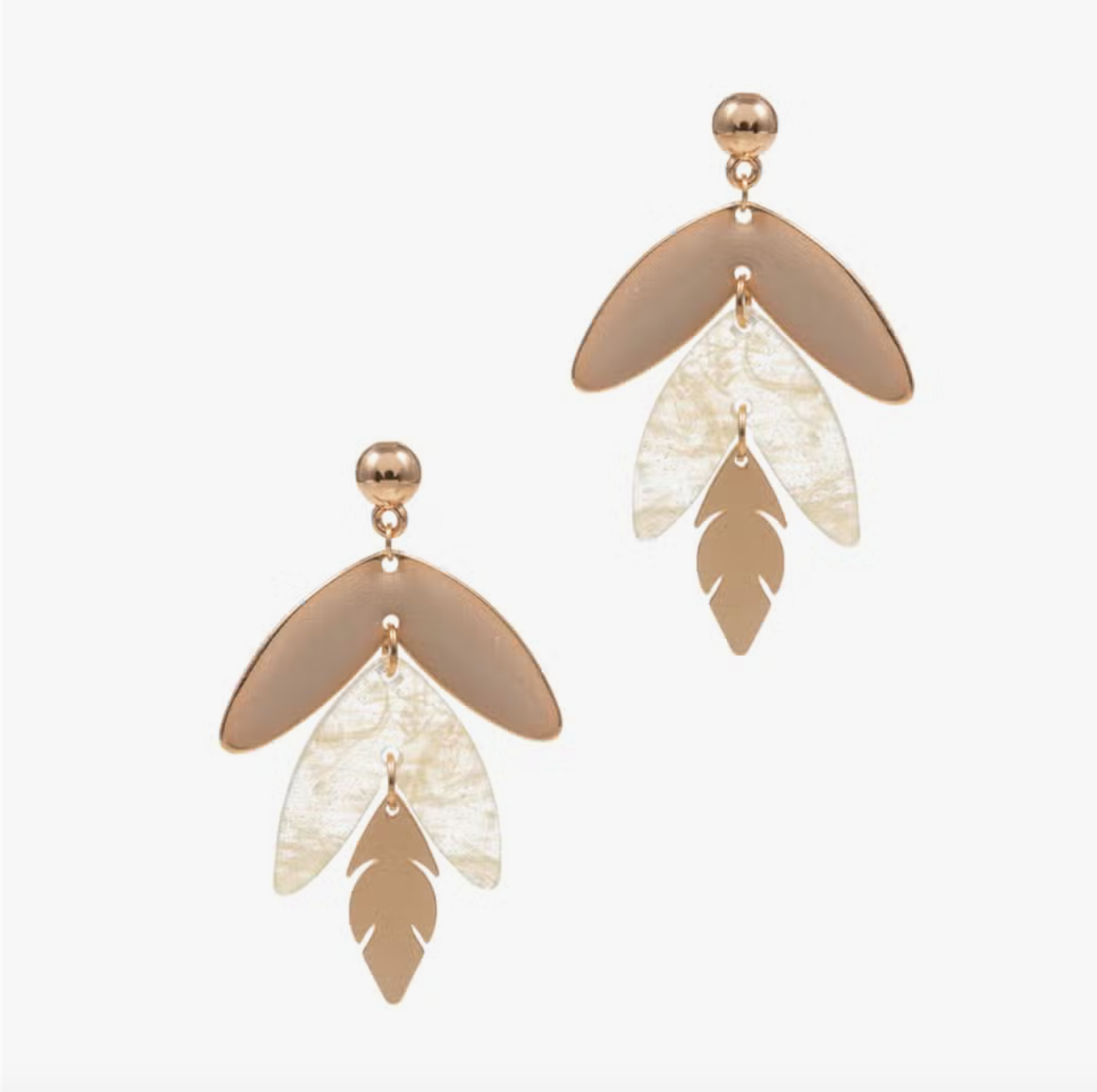 Drop Leaf Enamel Resin Post Earrings