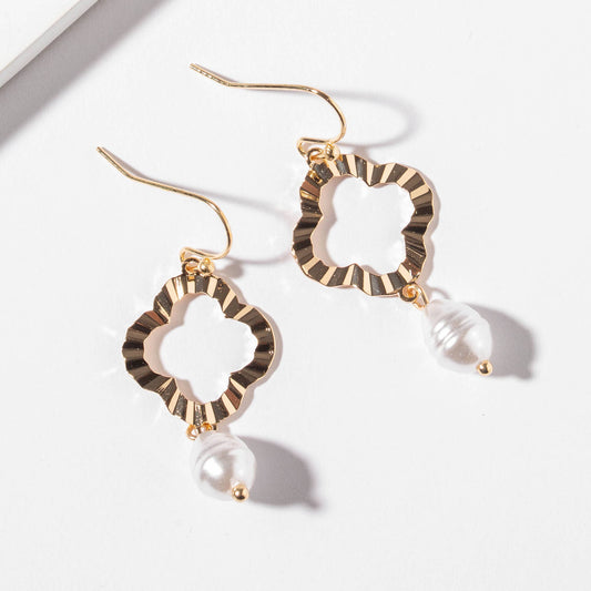 Quatrefoil Pearl Dangle Earrings