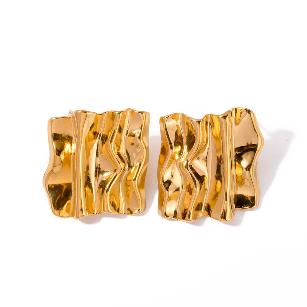 18K Irregular Square Statement Studs