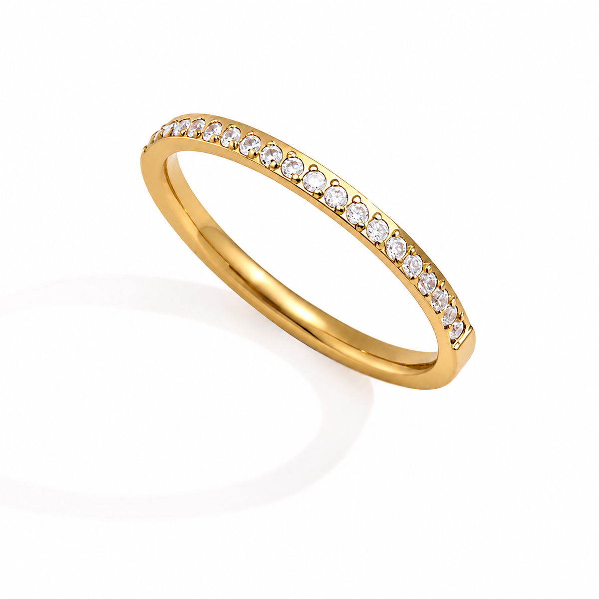 18K Dainty Clear Eternity Band