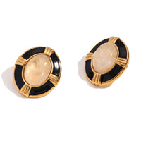 18K Vintage Inspired Oval Studs