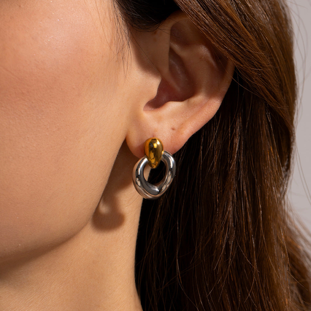 Two Tone Geometric Drop Earrings