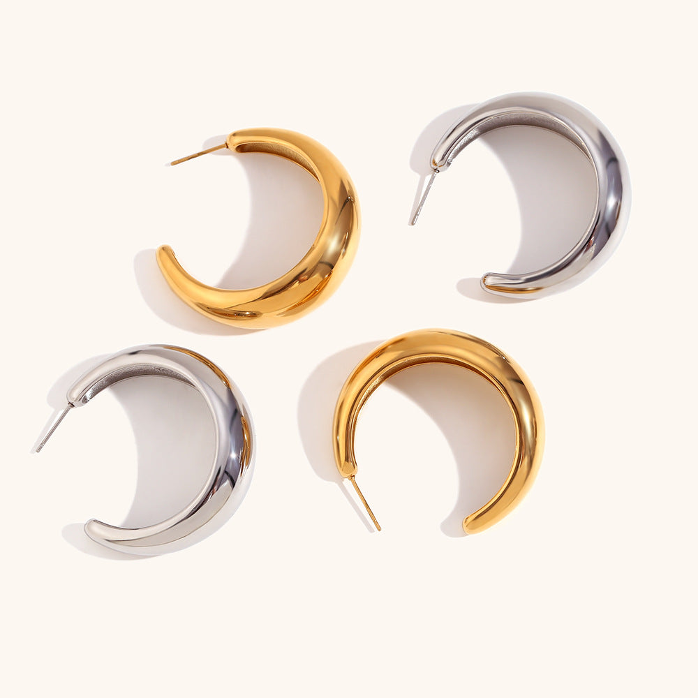 18K Oversized C-Shaped Statement Hoops