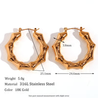 18K Hollow Bamboo Statement Hoops