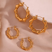 18K Hollow Bamboo Statement Hoops