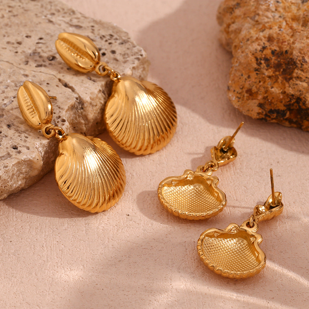 18K Scallop Shell Statement Earrings