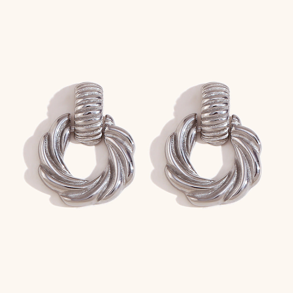 Silver Vintage Croissant Drop Earrings